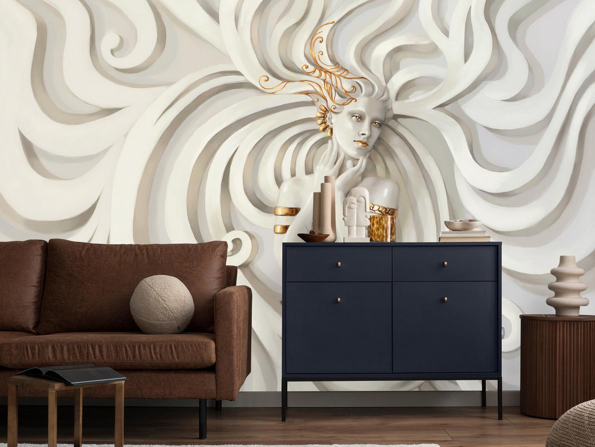 FOTOTAPETE Medusa Abstraktion 3D Effekt 200x140 - Beige, Papier (200/140cm) - Muralo