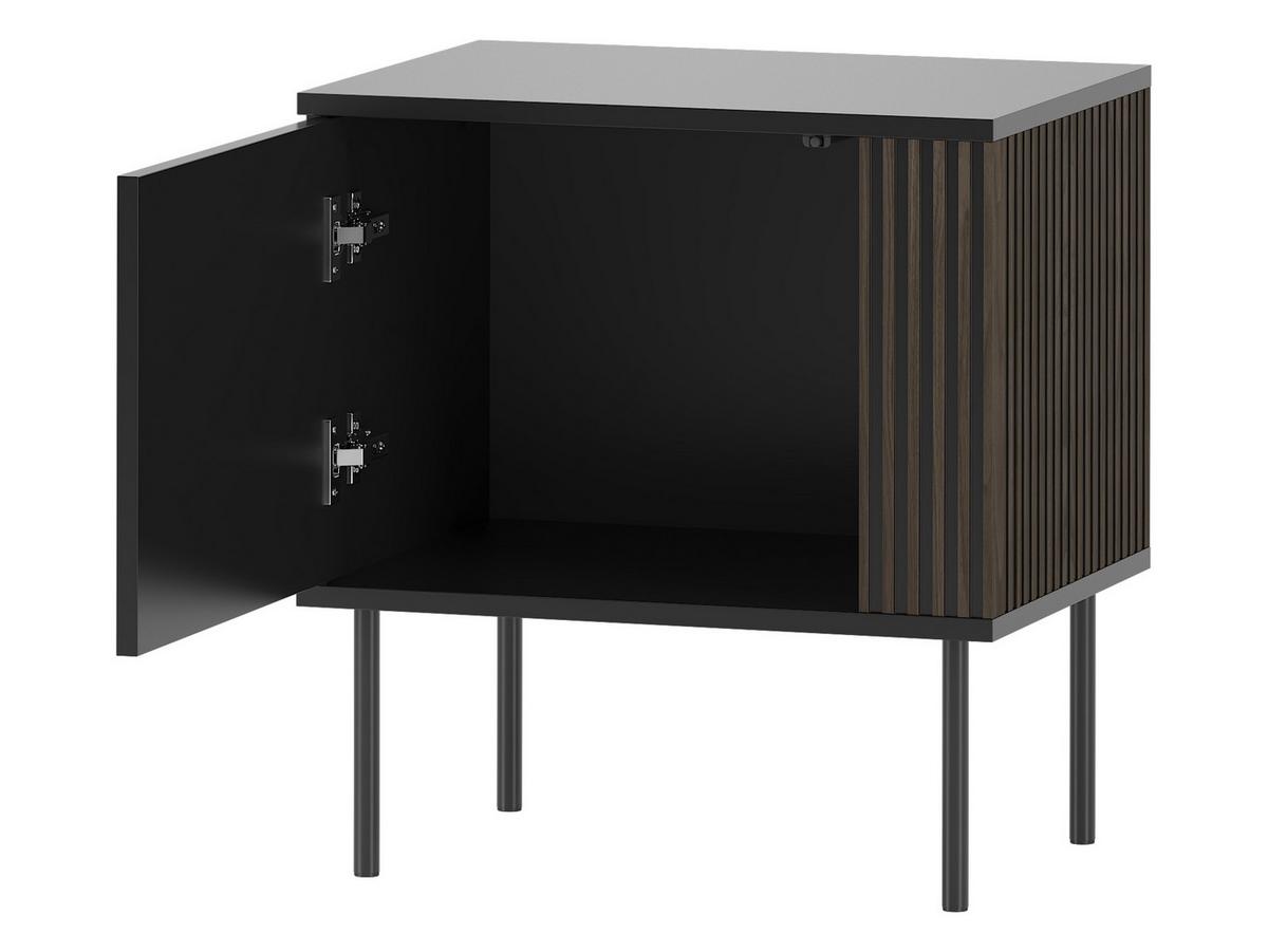 NACHTTISCH 1D 53 Notte 04 - Nussbaumfarben/Schwarz, Holzwerkstoff/Metall (53/57/37cm) - MIRJAN24
