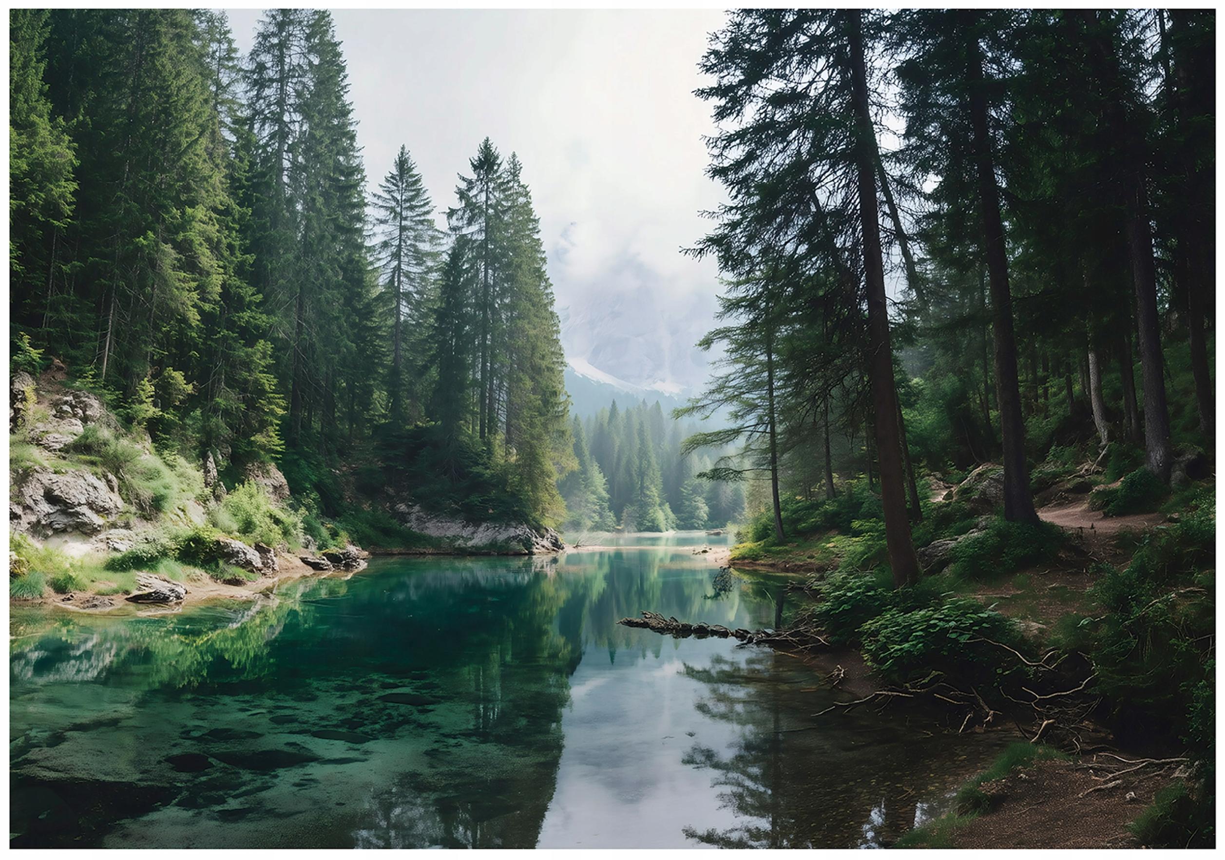 FOTOTAPETE Wald Bäume Grün 150x105 cm - Multicolor, Papier (150/105cm) - Wallarena