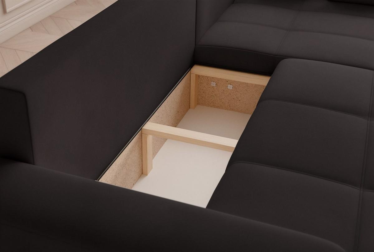 ECKSOFA Leros Xl Mit Schlaffunktion - Schwarz, Holzwerkstoff/Textil (145/278cm) - Fun Möbel