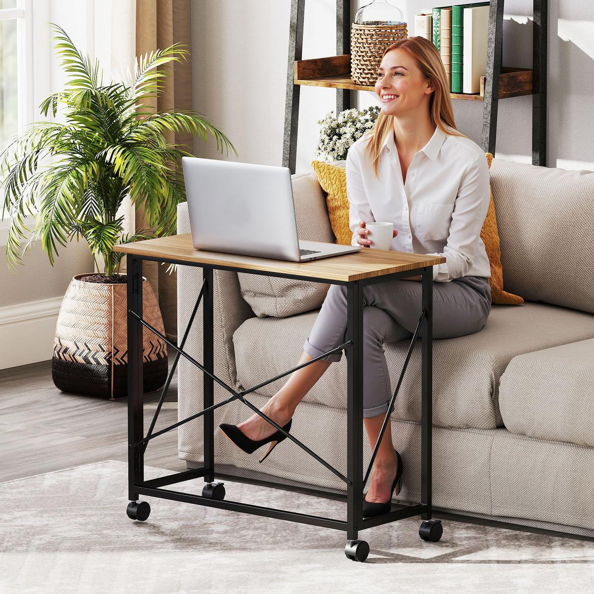 KLAPPBARER-SCHREIBTISCH MDF Eiche - Eichefarben, Holz (80/40/75cm) - HOMCOM