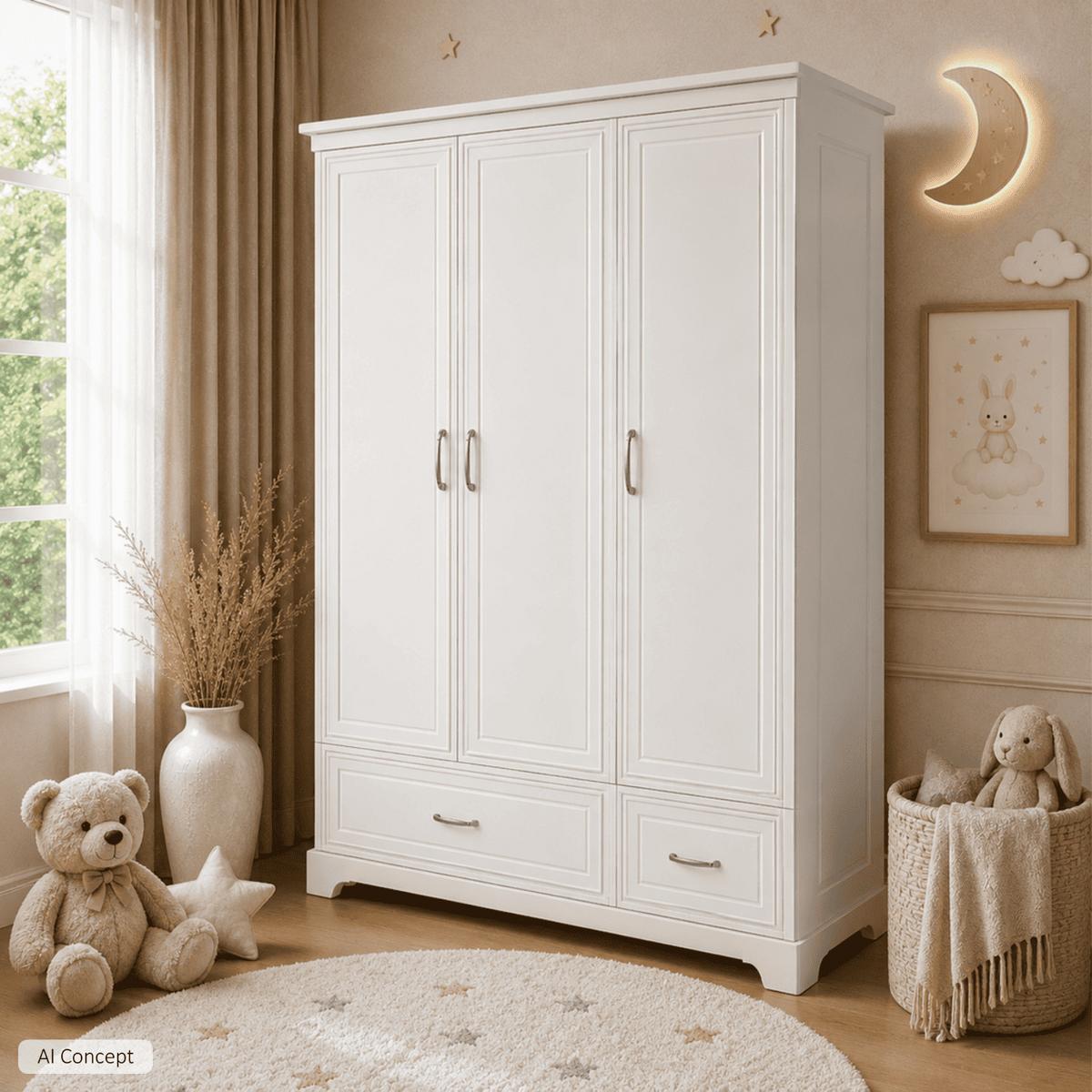 KLEIDERSCHRANK TWINKLE für das Kinderzimmer Weiß matt - Weiß, Holzwerkstoff (145/180/53cm) - Lookway