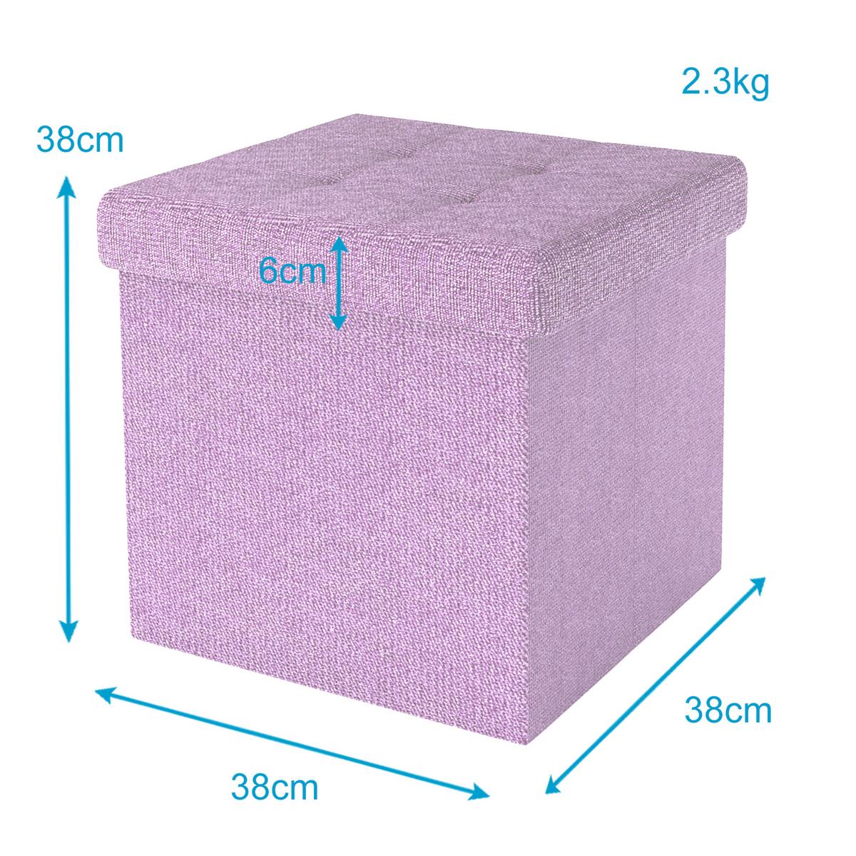 SITZHOCKER Faltbar mit Stauraum 38/38/38 cm (Rosa) - Rosa, Textil (38/38/38cm) - Intirilife
