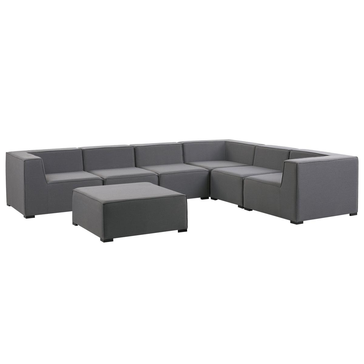 LOUNGE SET 7-Sitzer grau rechtsseitig modular Arezzo - Grau, Textil - Beliani