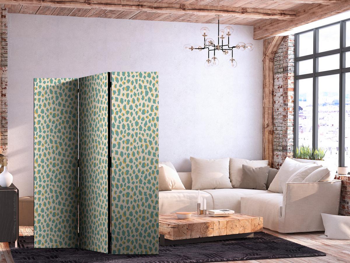 PARAVENT Einseitig Bedruckter 3-tlg 135x172 cm T rkise Punkte - Multicolor, Holz/Textil (135/172/3cm) - Muralo