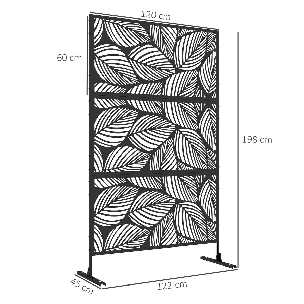 GARTENSICHTSCHUTZ, Stahl, Schwarz - Schwarz, Metall (45/198cm) - Outsunny