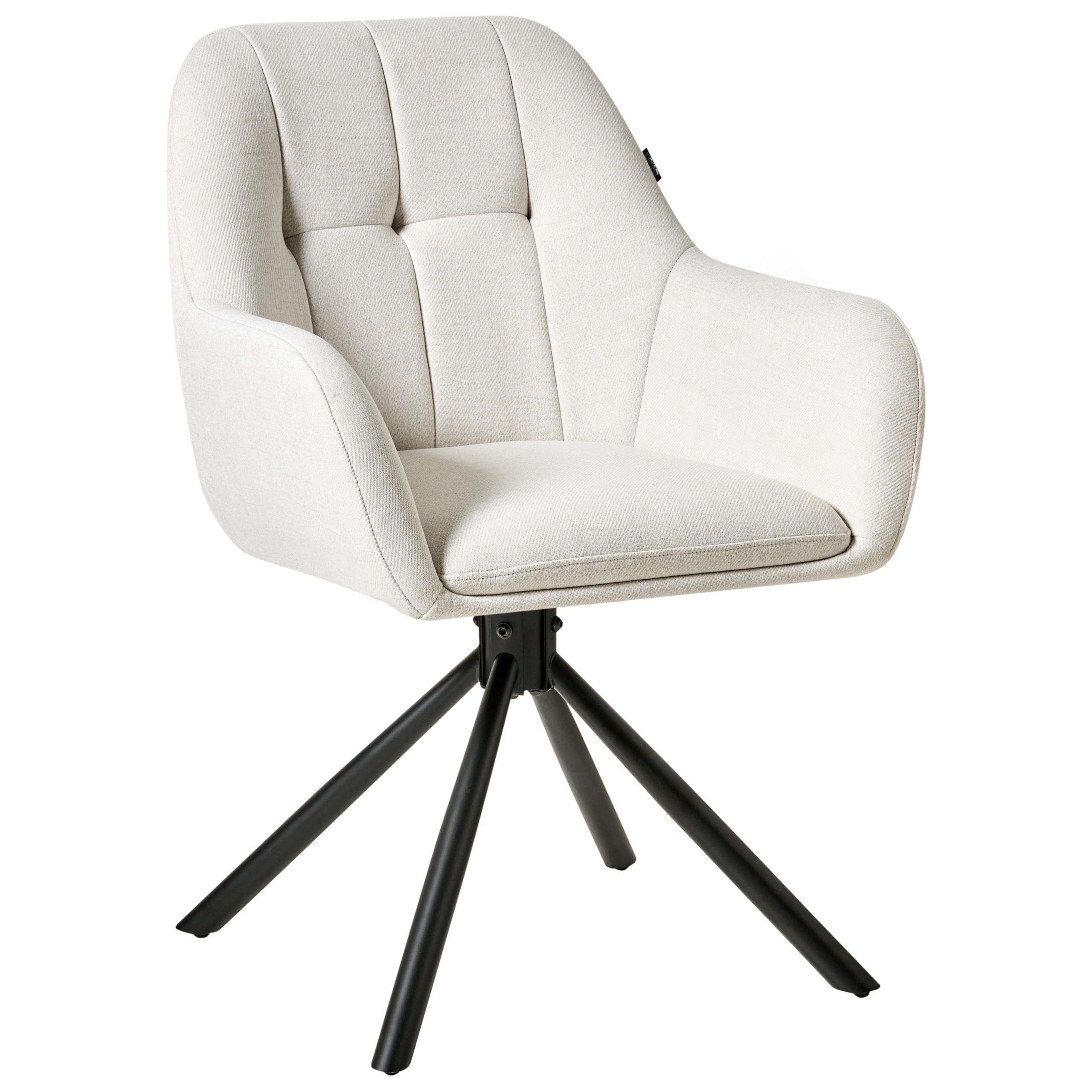 ESSZIMMERSTUHL drehbar Stoff Cremeweiß Ubly - Weiß, Textil (57/84/68cm) - Beliani