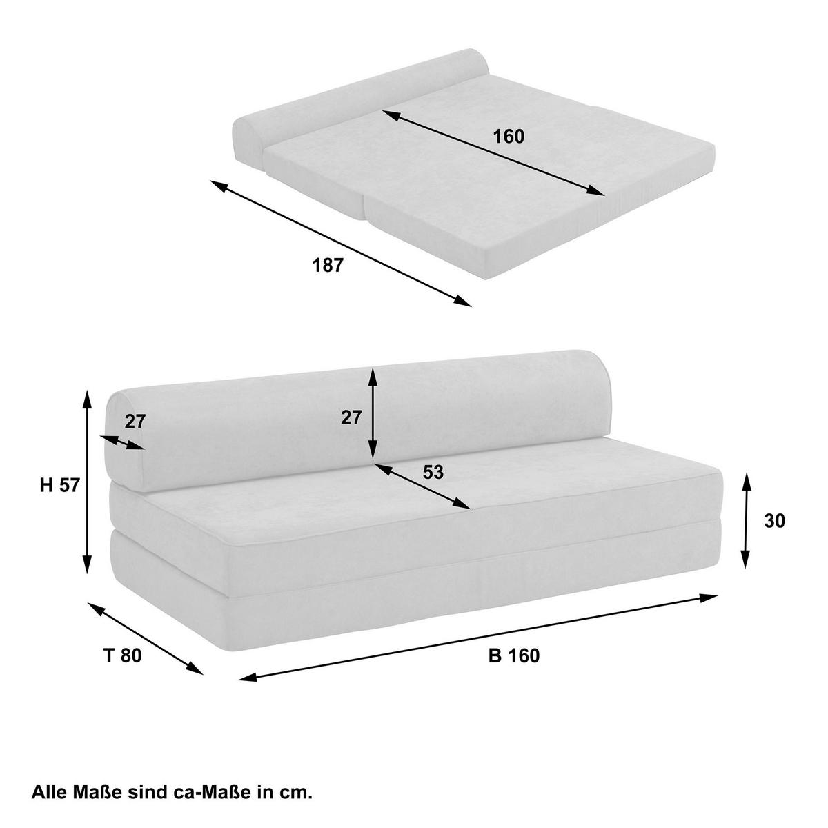 FALTSOFA Katusha Flachgewebe beige - Beige, Kunststoff (80/57/160cm) - 58aufmkessel
