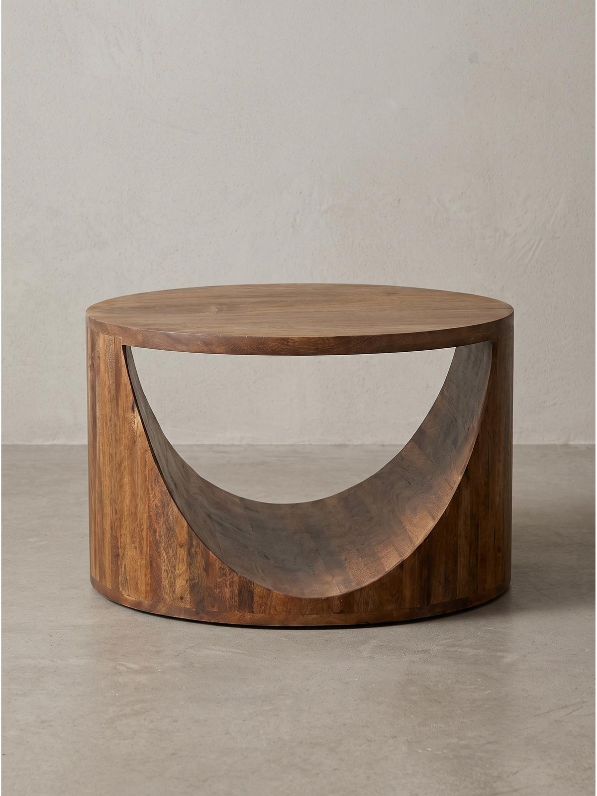 COUCHTISCH ANTEQUERA, Mango Massivholz, mit Ablagen, Ø 60 x 36 cm - Dunkelbraun/Braun, Mangoholz/Holz (60/60/36cm) - KADIMA DESIGN