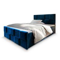 BOXBETT MONA 140x200 cm mit Matratze und Topper - Blau - Blau, Holz (140/200cm) - MASSENO