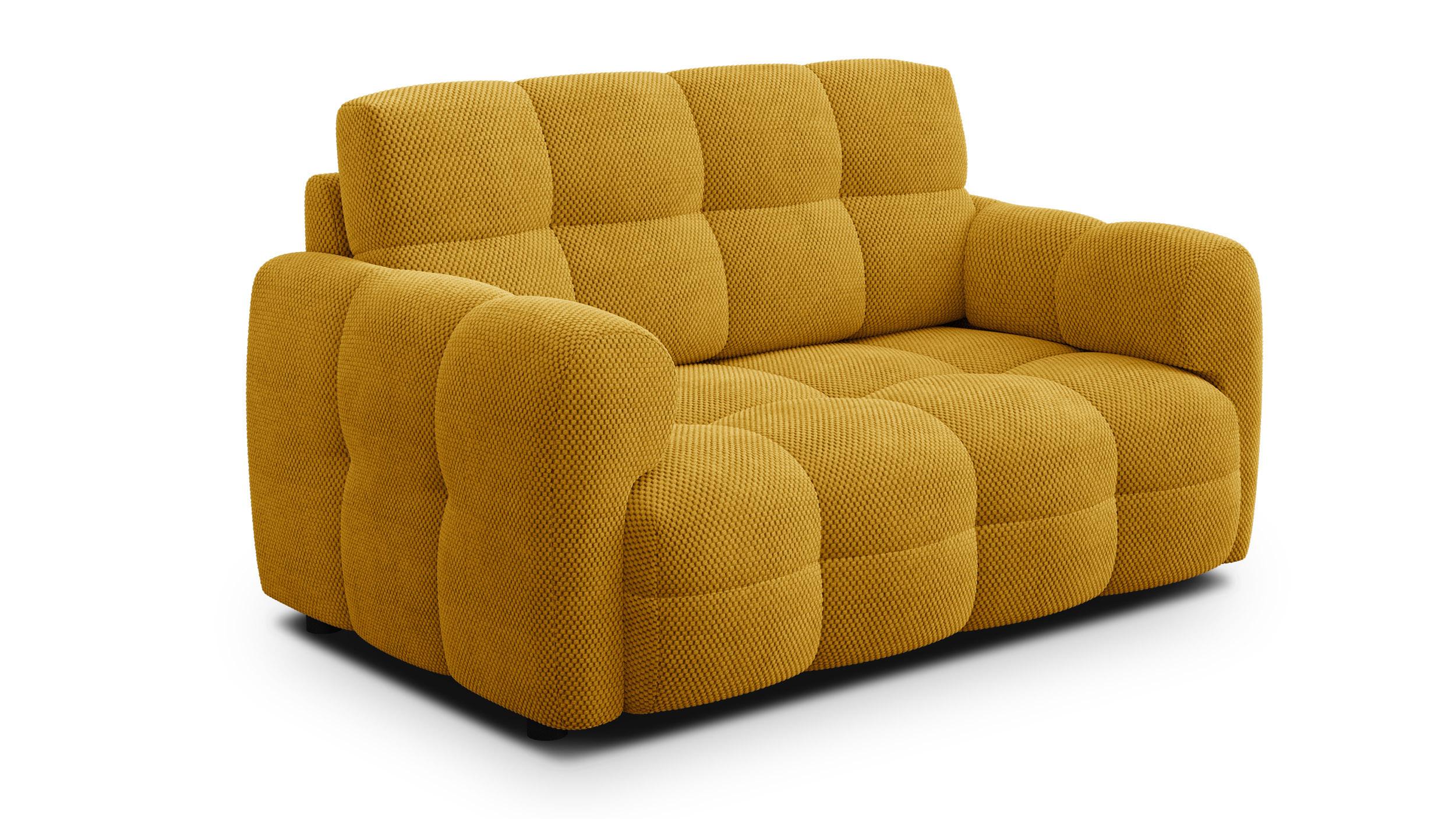 SOFA MELLOW 2-Sitzer, safran - Gelb/Schwarz, Holz/Textil (153/87/98cm) - Wozimo