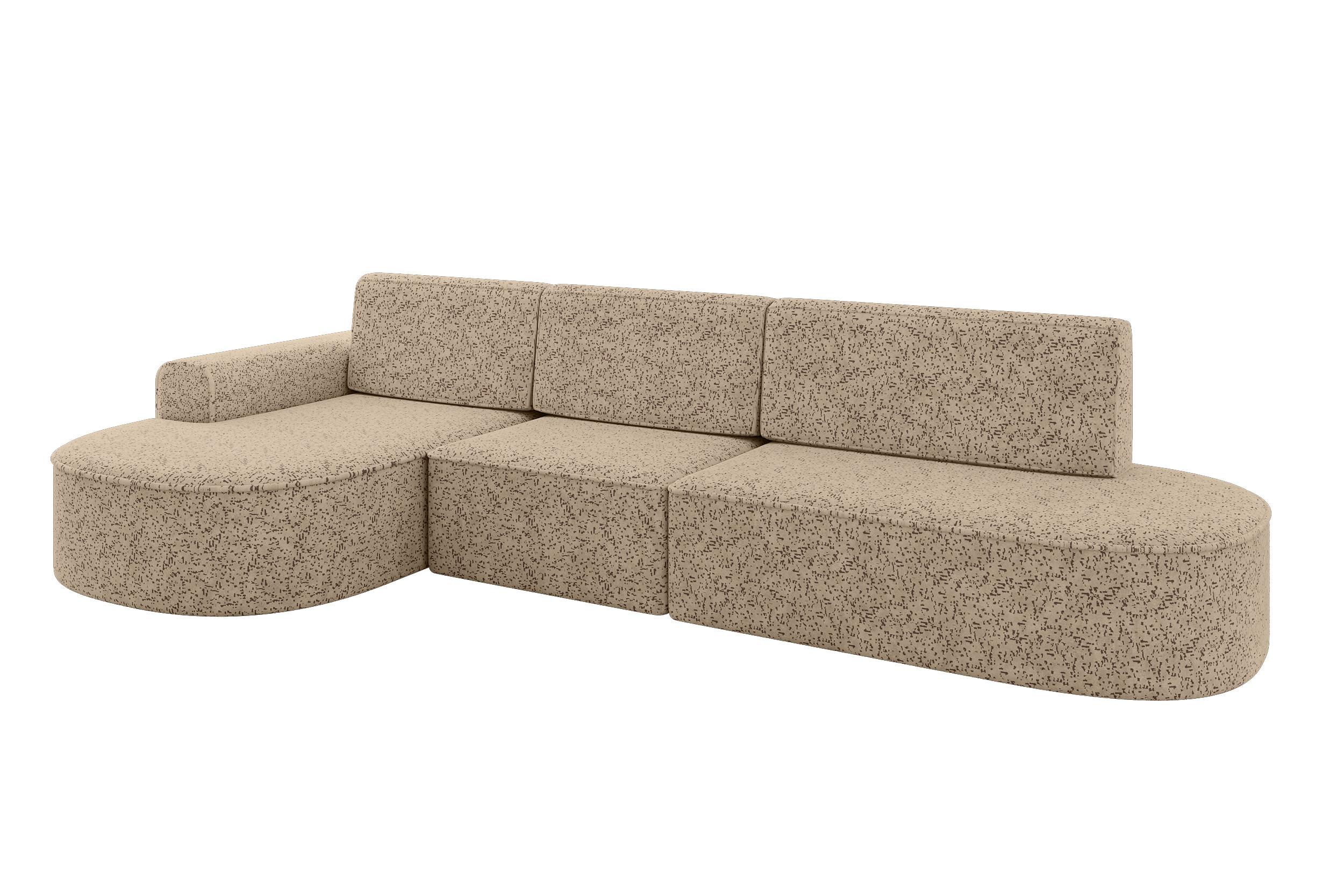 ECKSOFA mit Schlaffunktion Ottomane Links MARI L2-S 368X167X85 Braun Velours - Eichefarben/Schwarz, Holzwerkstoff/Kunststoff (368/167cm) - ALTDECOR