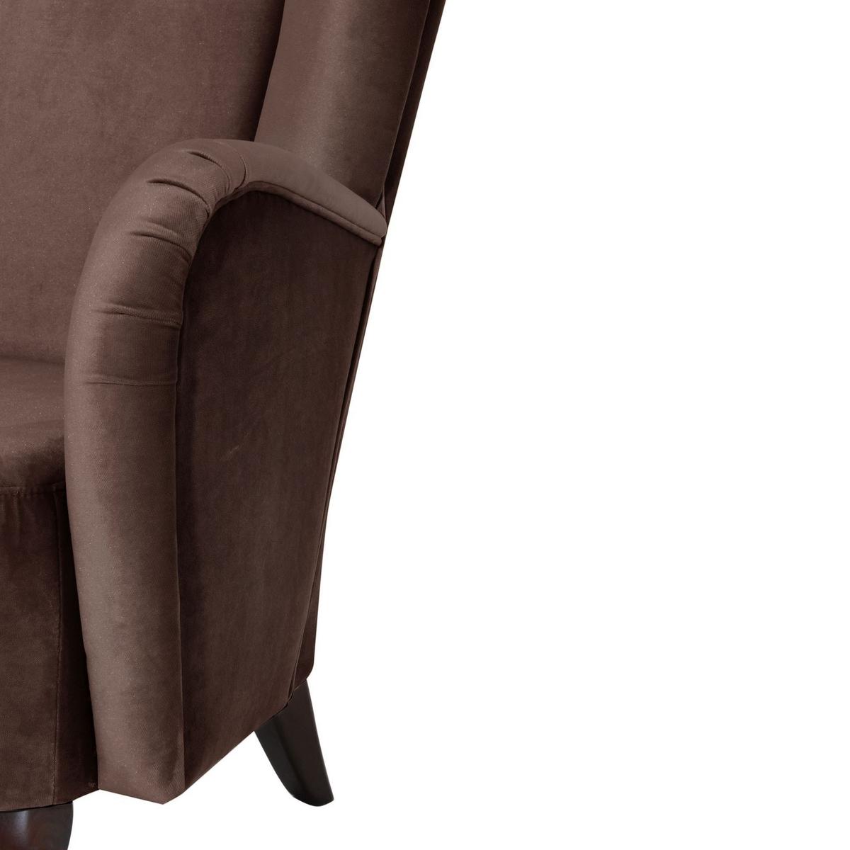 HOCHLEHNSESSEL Kailey Bezug Samtvelours Buche nussbaum dunkel / braun - Braun, Kunststoff (96/122/89cm) - 58aufmkessel