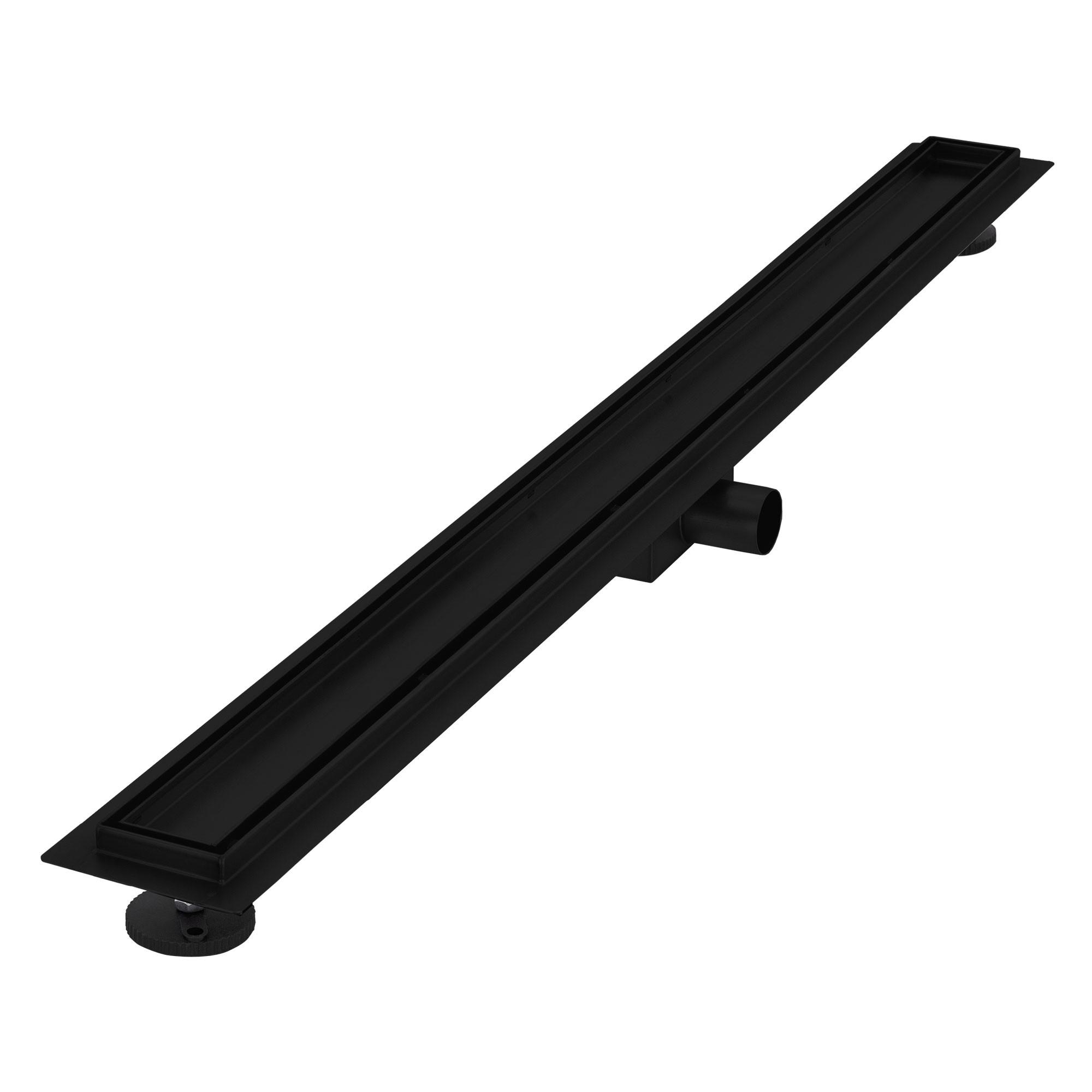 DUSCHRINNE 100 cm Schwarz - Schwarz, Metall (13.9/7.8/104cm) - LuxeBath