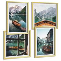 BILDER SET 4er Set - 50x50 cm & 40x60 cm Goldrahmen - Haus am Bergsee Łódź - Goldfarben, Kunststoff (50/50cm) - TULUP
