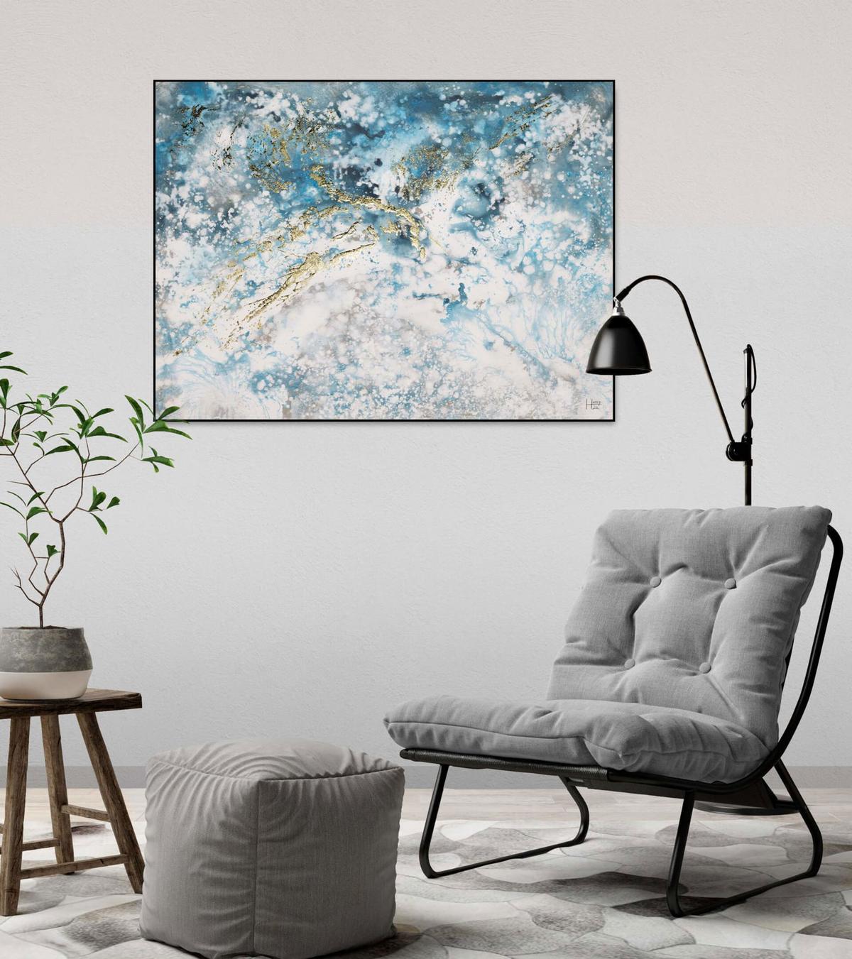 ACRYLBILD HANDGEMALT 100/75 cm - Blau/Weiß, Holz/Textil (100/75cm) - KUNSTLOFT