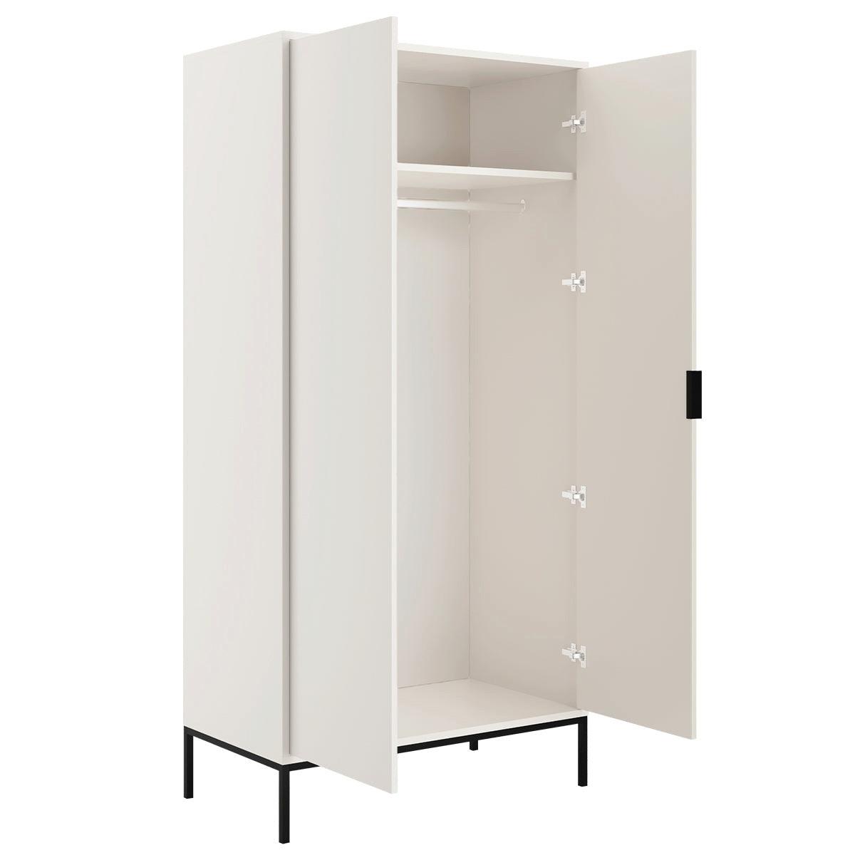 SCHRANK 2 Türen Seattle Weiß und Schwarz - Weiß, Holzwerkstoff (100/205.4/55cm) - Petits-meubles