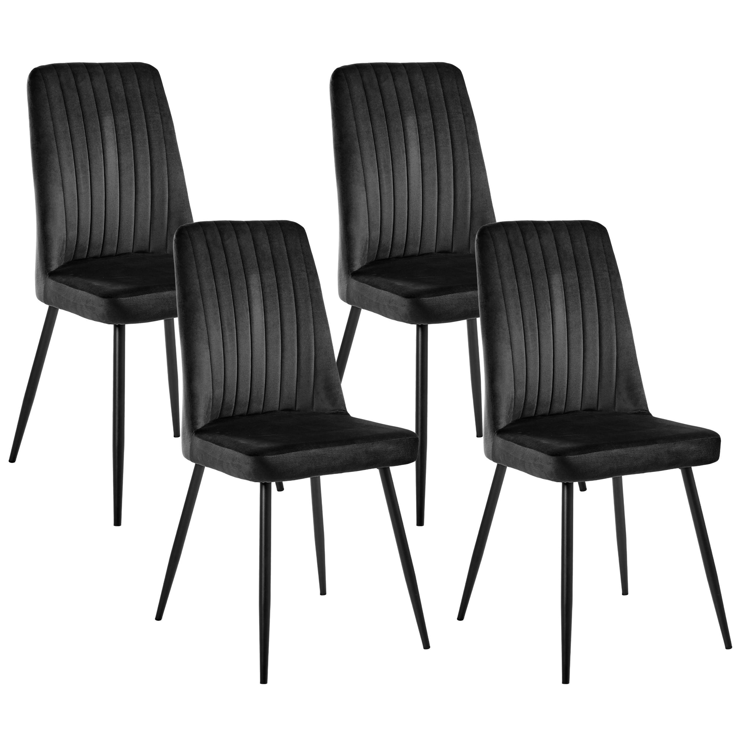 ESSZIMMERSTUHL 4er-Set Schwarz Kirby - Schwarz, Textil (47/91/49cm) - Beliani