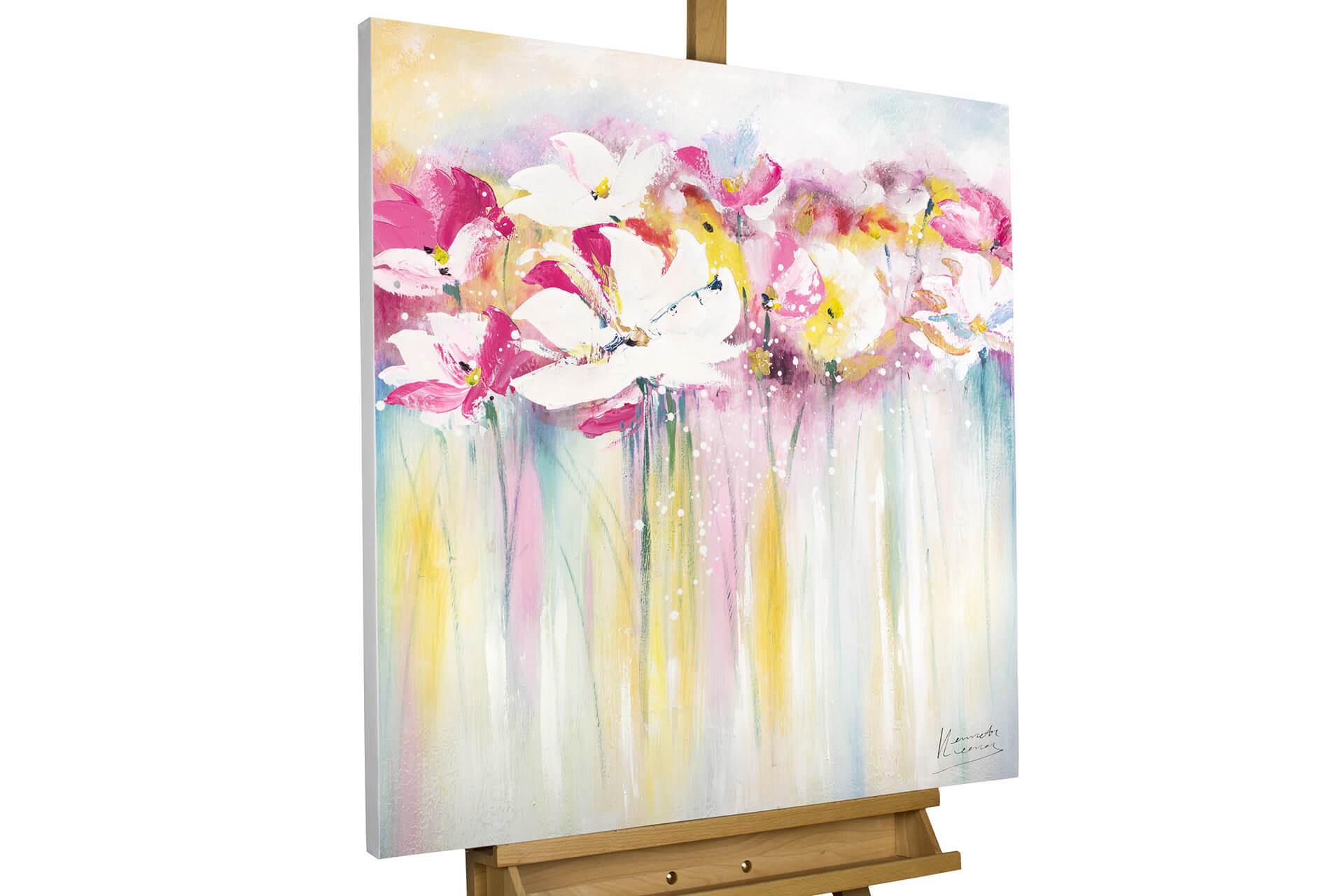 ÖLGEMÄLDE 80/80 cm - Pink/Weiß, Holz/Textil (80/80cm) - KUNSTLOFT