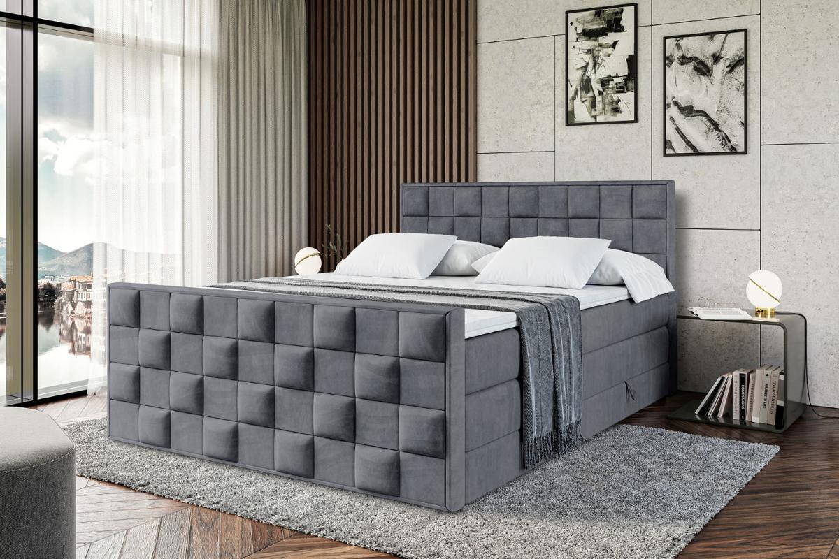 BOXSPRINGBETT ZAFIRA KING - 160 x 200 - H3/H4 - Dunkelgrau - Dunkelgrau, Holzwerkstoff (160/200cm) - ALTDECOR