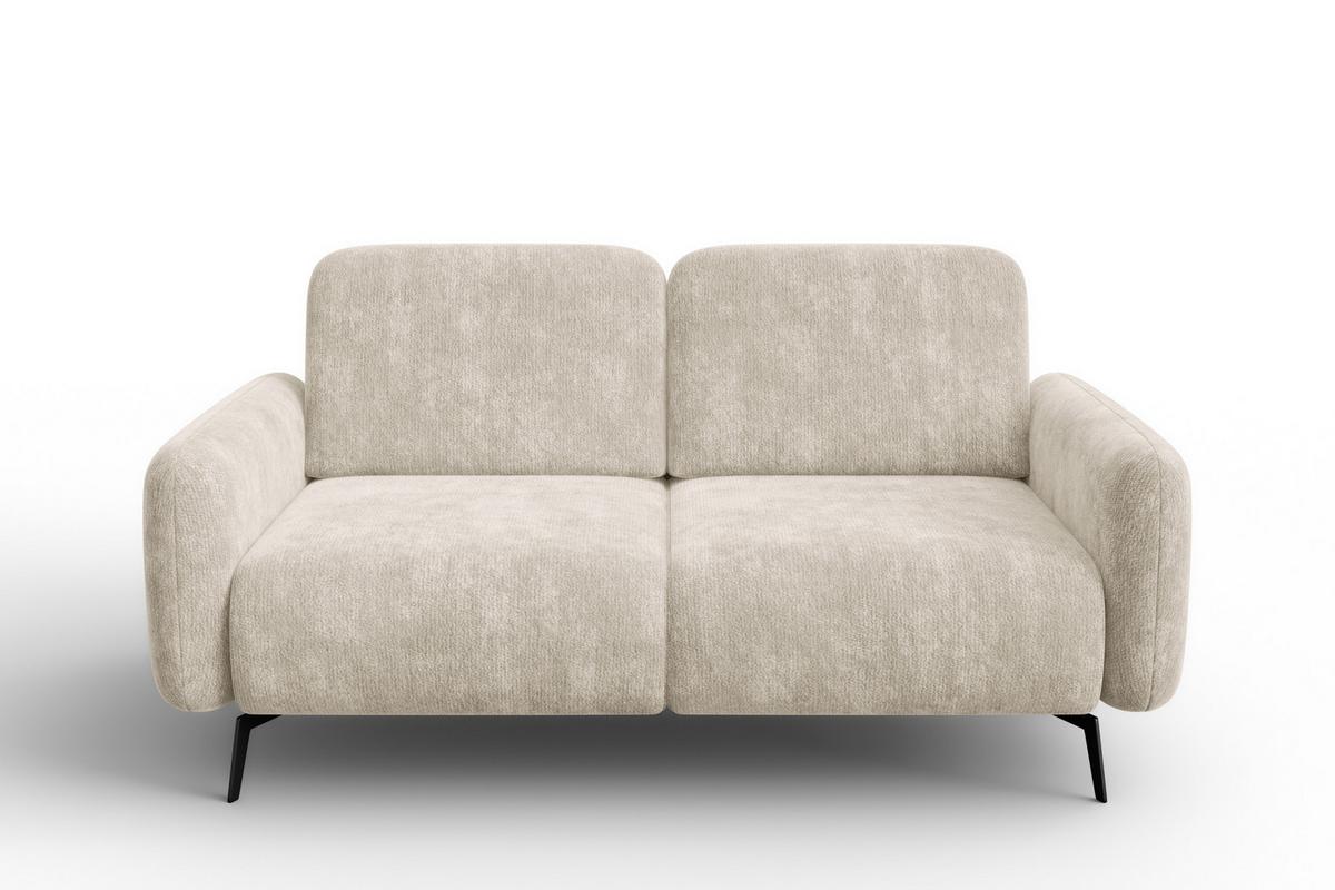 SOFA FEBE 2-Sitzer, cremefarbener Chenille-Stoff - Creme/Schwarz, Holz/Textil (160/82/96cm) - Wozimo