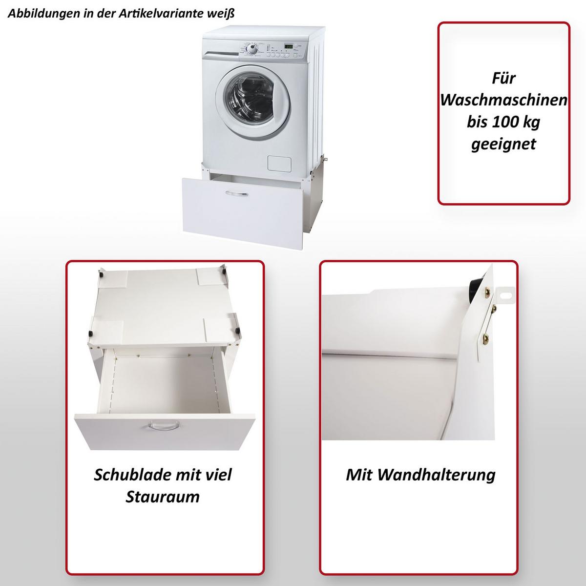 WASCHMASCHINENUNTERSCHRANK Schwarz - Schwarz, Metall (61/33/52cm) - MCW