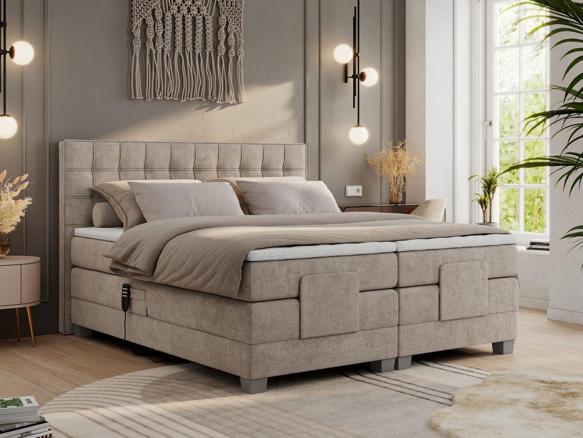 BOXBETT ELEKTRO 140/200 Beige Struktur - H4 - Beige, Holz/Textil (140/200cm) - MKS