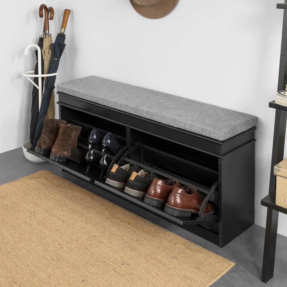 SCHUHBANK Schwarz - Schwarz, Holzwerkstoff (104/52/24cm) - SoBuy