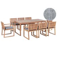 GARTENMÖBEL Set 8-Sitzer Grau meliert Sassari Premium - Hellbraun/Grau, Holz - Beliani