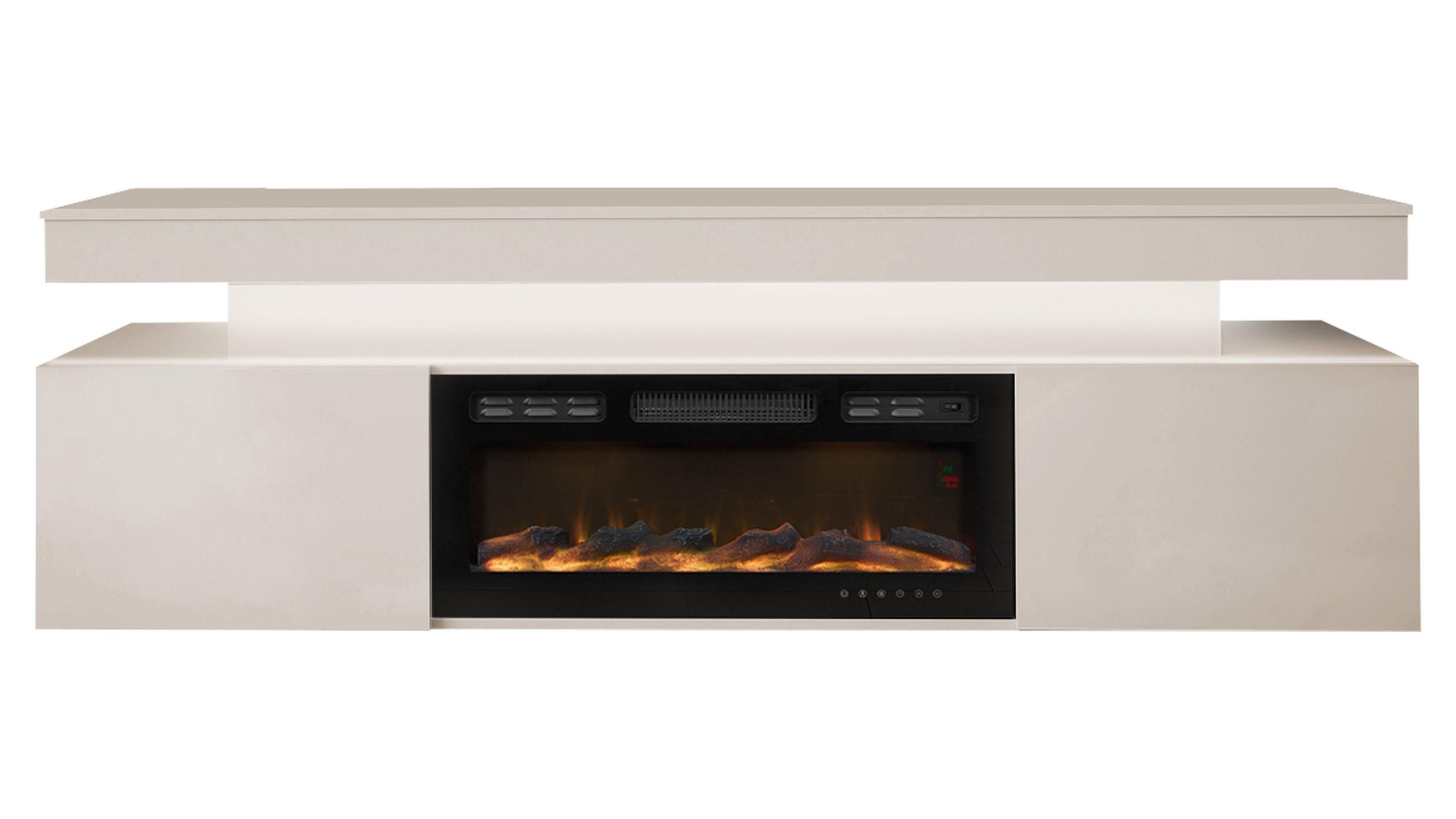 TV-LOWBOARD EF 2D Glossa Bis mit Kamin - Sandfarben, Holzwerkstoff/Kunststoff (190/59/41cm) - MIRJAN24