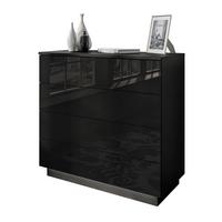 KOMMODE LINA mit Schubladen PUSH OPEN Schwarzer Glanz LED - Schwarz, Holzwerkstoff (95/84.5/40.6cm) - Lookway
