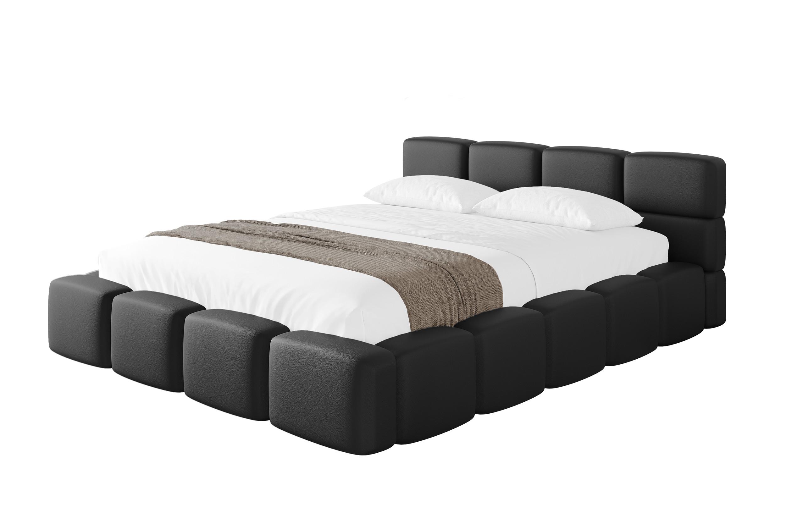 POLSTERBETT mit Bettkasten und Lattenrost, Bett mit Matratze H3/H4, Kopfteil, Boxbett, Doppelbett mit Stauraum - NATA-v1 140x200 Schwarz - Schwarz, Holzwerkstoff/Textil (140/200cm) - ALTDECOR