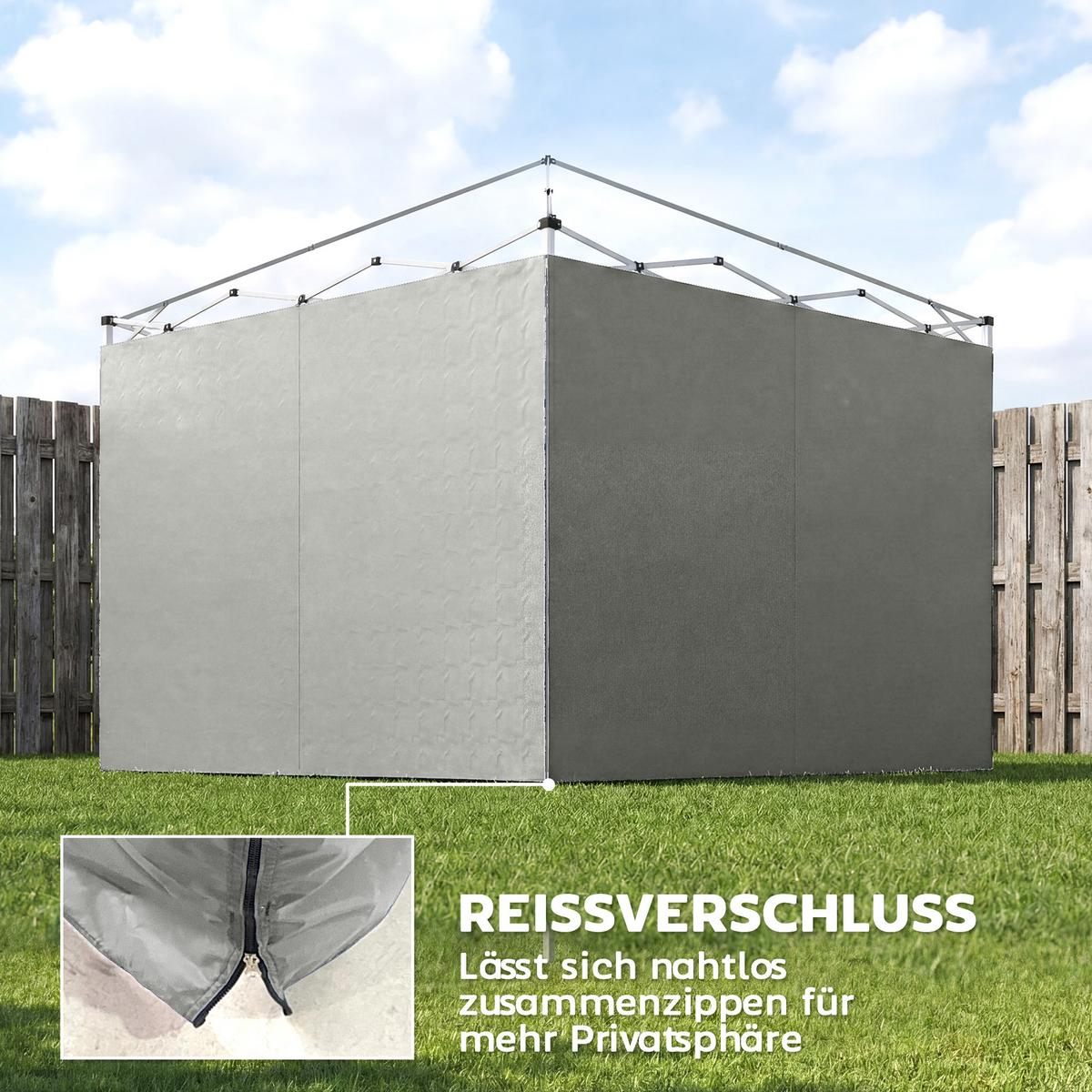SEITENTEILE-FÜR-PAVILLON 3er Set Oxford-Gewebe Hellgrau - Hellgrau, Textil (200/1/300cm) - Outsunny