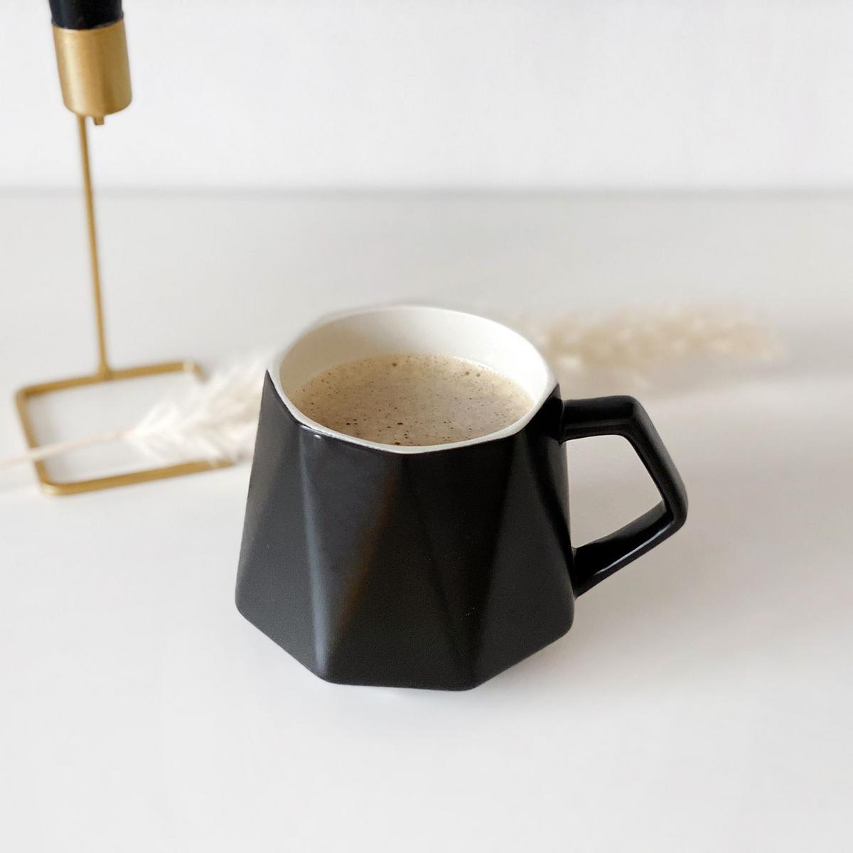 TEETASSE in Feinschliff Optik 350 ml (4-tlg.) - Schwarz, Keramik (0.35L) - Intirilife