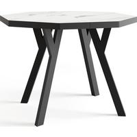 ESSTISCH Desmond achteckiger ausziehbarer, Marmor Weiß 100-200/100/76 cm - Ecru/Schwarz, Holz/Holzwerkstoff (100/200/76cm) - WFL GROUP