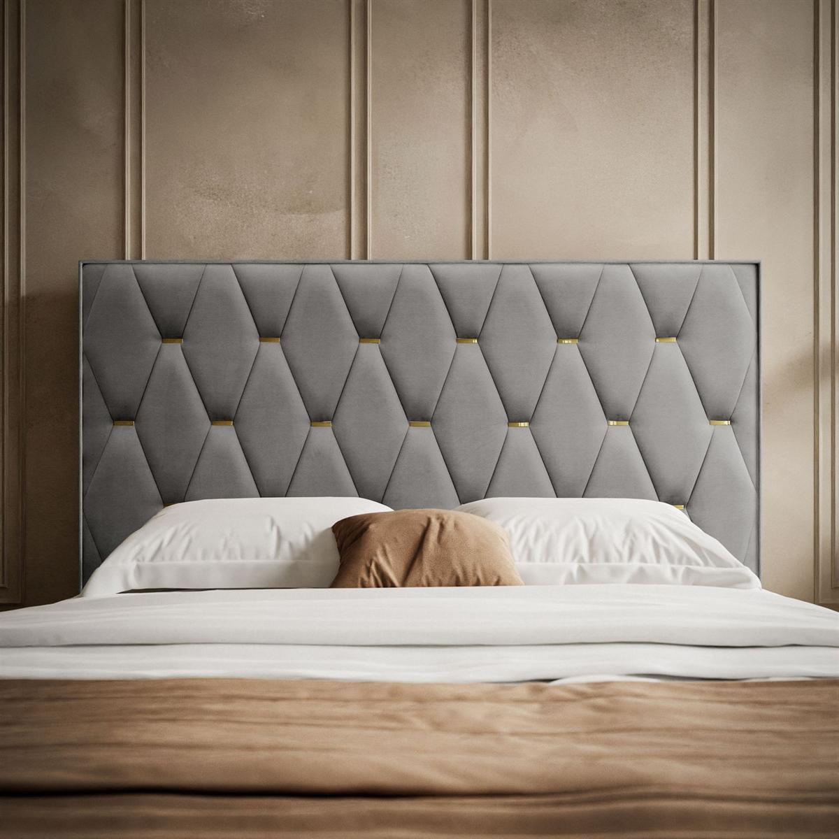 POLSTERBETT IZOLDA mit hohem Kopfteil 160x200 cm Royal Velvet 250 - Grau, Textil - Lookway