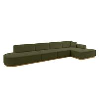 ECKSOFA Ottomane Rechts IREA-L3-v2 - 412x165x80 cm Grün - Platinfarben, Holzwerkstoff/Textil (412/165cm) - ALTDECOR