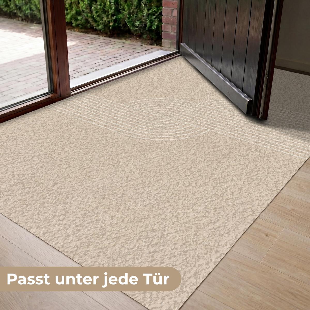 FUSSMATTE Parallele Linien - Leichte Textur - Beige Türmatte 150x90 cm - Beige, Kunststoff (150/0.4cm) - MuchoWow