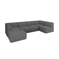 WOHNLANDSCHAFT Ottomane Links MOVO-L 345x180x78 cm Grau Velours - Taupe, Holzwerkstoff/Kunststoff (345/78/180cm) - ALTDECOR