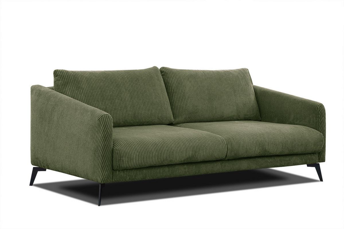 SOFA VILT 3-Sitzer, olivgrün - Schwarz/Olivgrün, Holzwerkstoff/Textil (202/89/94cm) - Wozimo