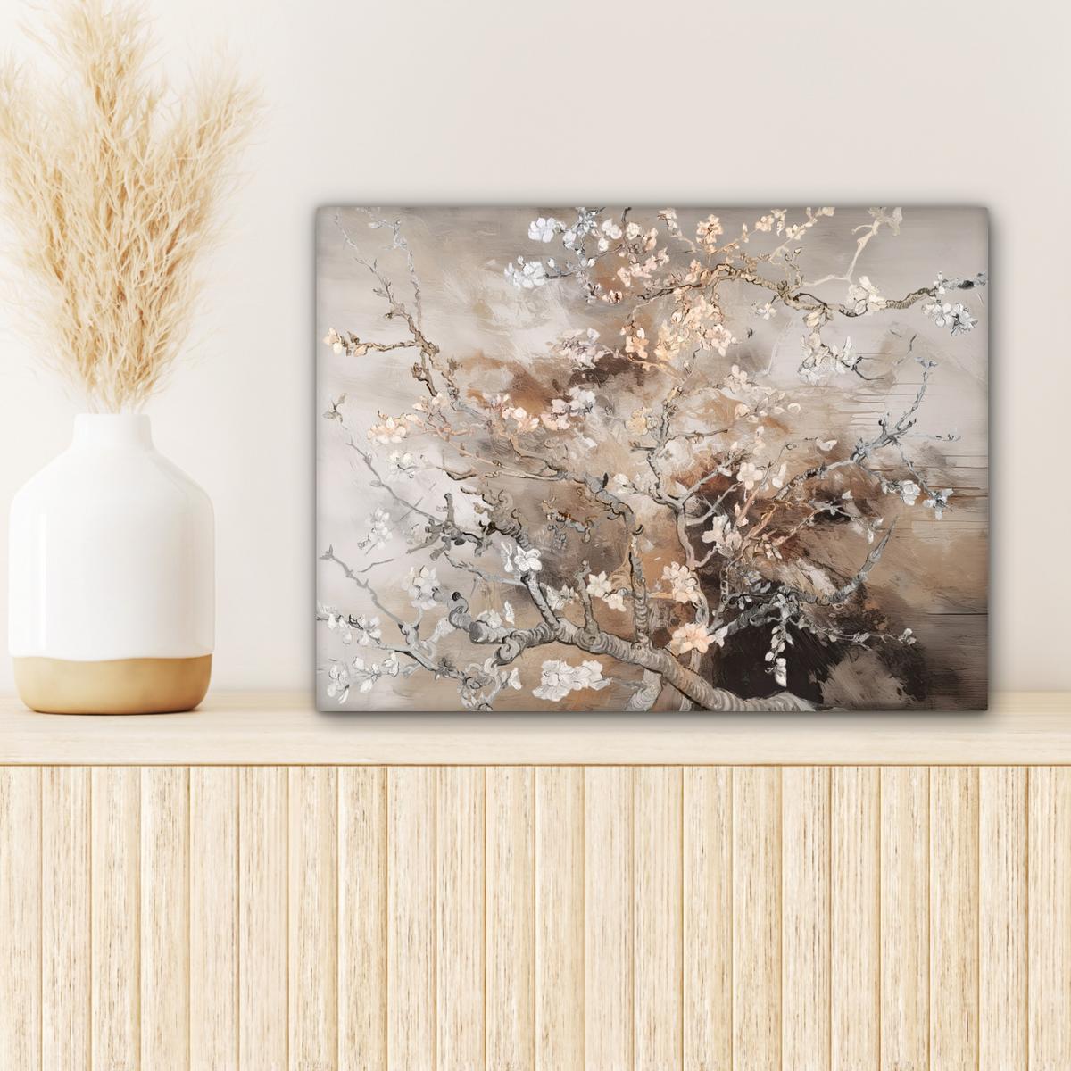 LEINWANDBILD Mandelblüte - Kunst - Van Gogh - Beige - Abstrakt Wandbild 40x30 cm - Braun, Textil (40/30cm) - MuchoWow