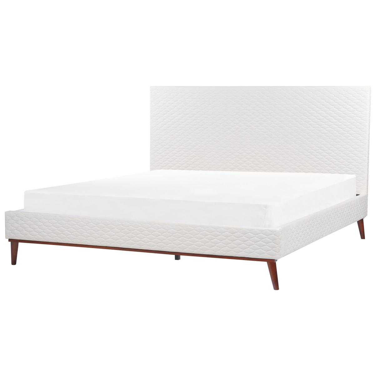 POLSTERBETT mit Lattenrost 180x200 cm Weiß Bayonne - Creme, Textil (180/200cm) - Beliani