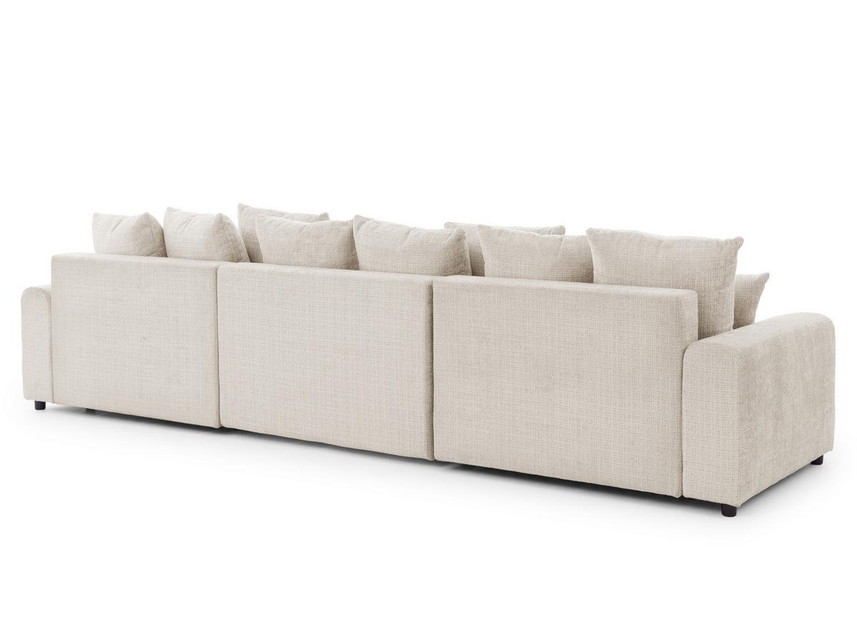 WOHNLANDSCHAFT Calma mit Schlaffunktion und Bettkasten im Bumpy-Design aus weichem Beige Chenille-Stoff - Beige/Schwarz, Holz/Kunststoff (336/88/140cm) - S-Style Möbel