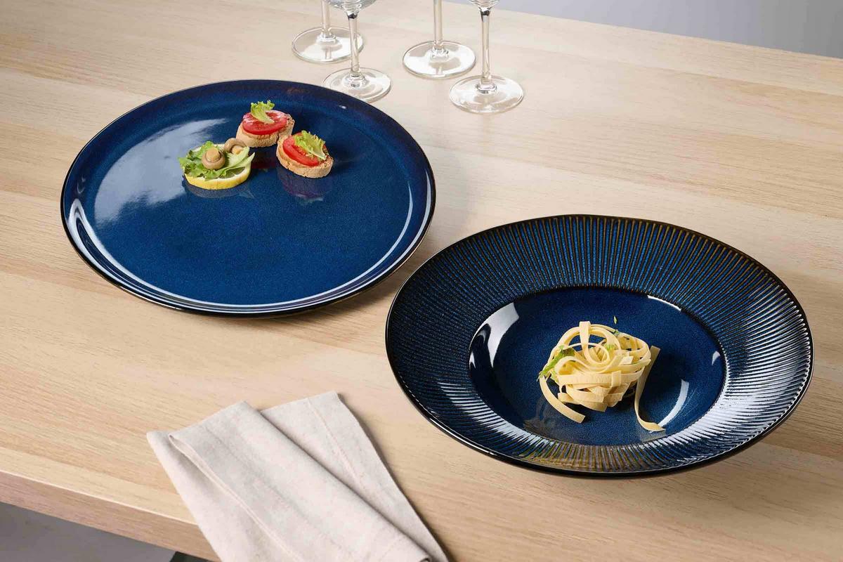 PIZZA & PASTA SET Aradeo blau 8-tlg. - Blau, Keramik (2/2/2cm) - Ritzenhoff Breker
