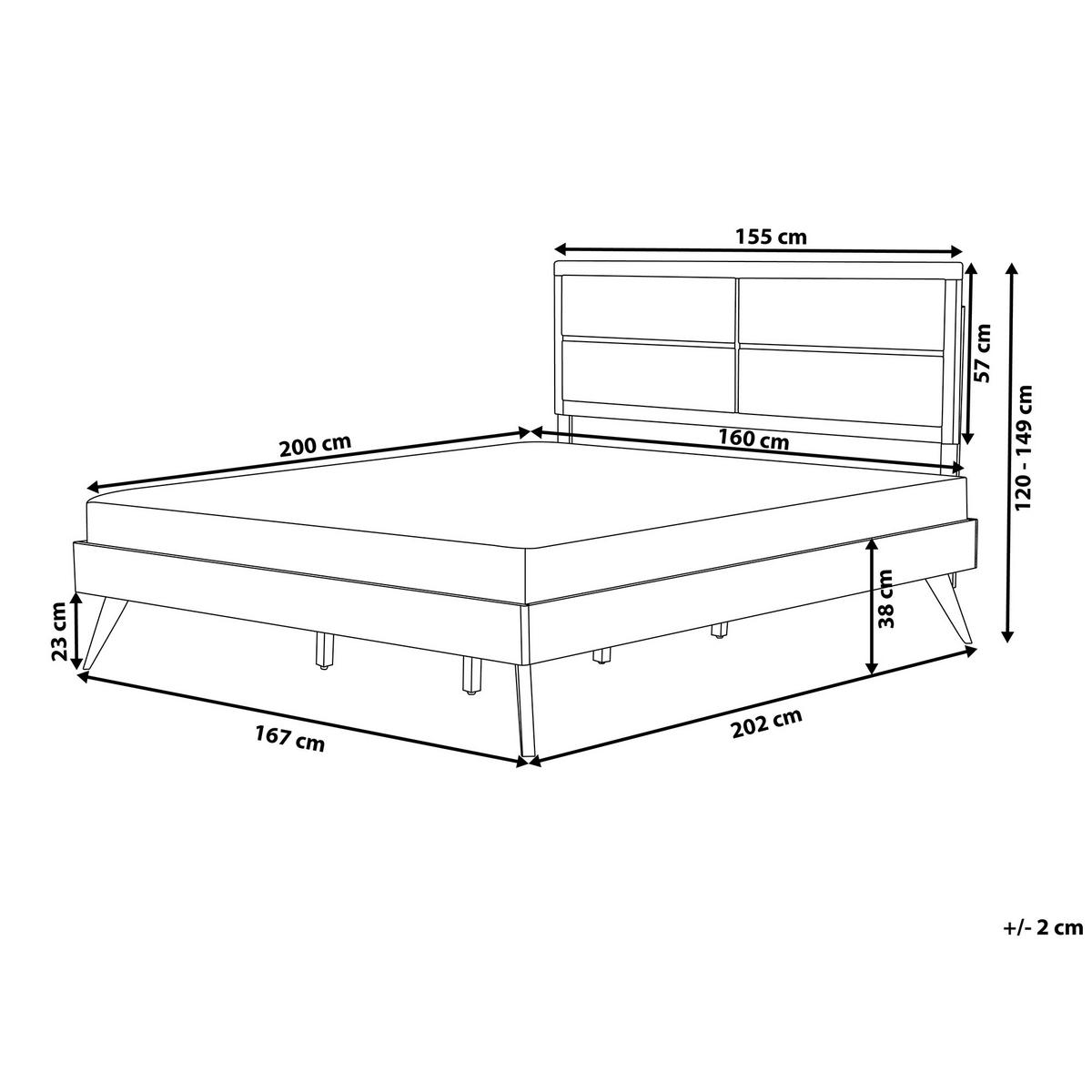 BETT mit Lattenrost 160/200 cm Dunkelbraun Poissy - Dunkelbraun/Beige, Holzwerkstoff (160/200cm) - Beliani
