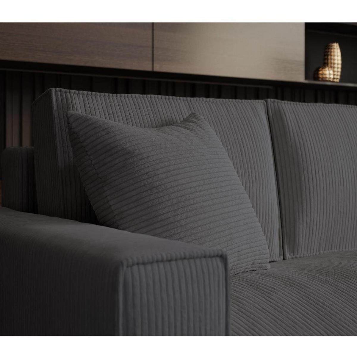 ECKSOFA Parys mit Schlaffunktion und universeller Ottomane, Dunkelgrau - Dunkelgrau/Schwarz, Kunststoff/Textil (290/185cm) - Beautysofa