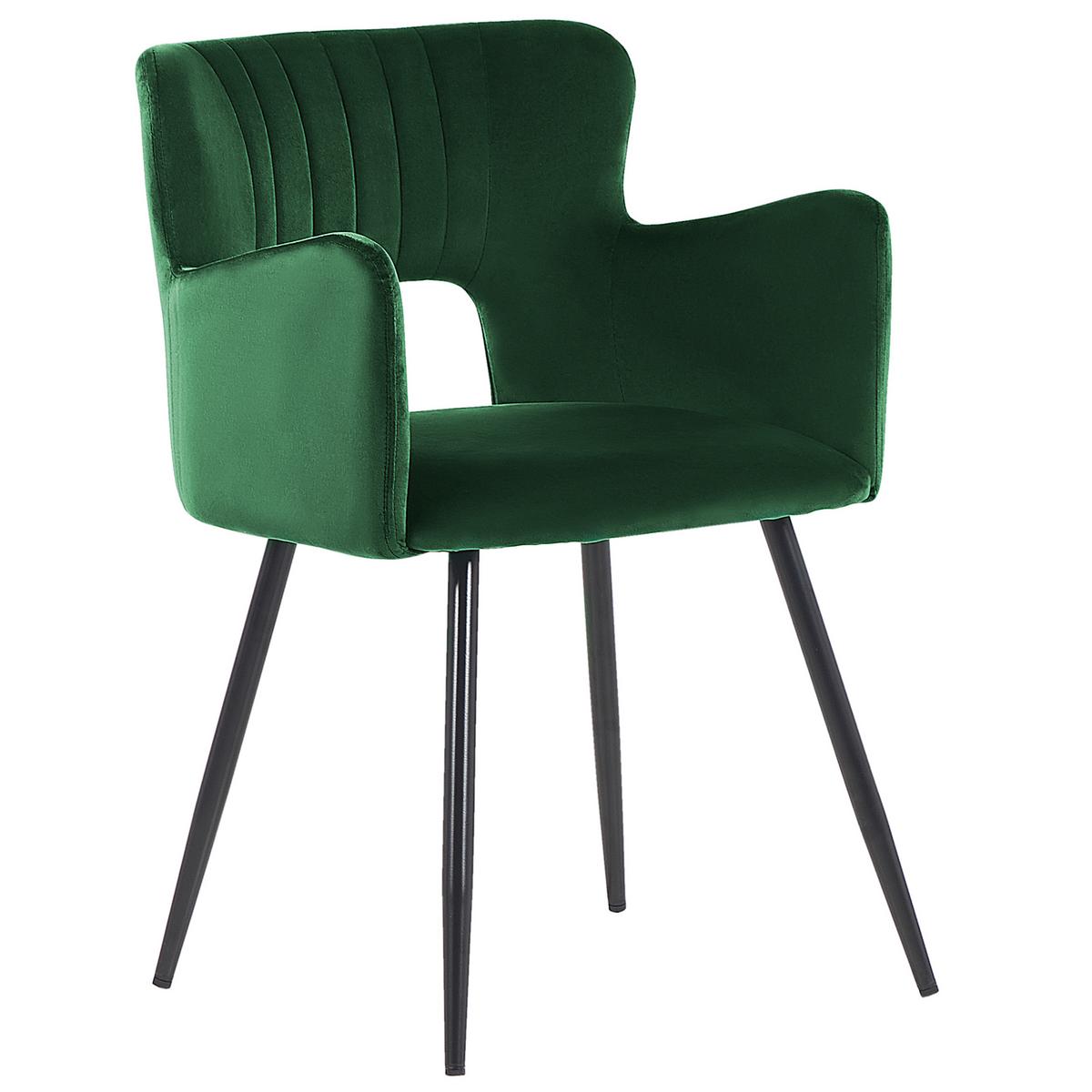 ESSZIMMERSTUHL 2er-Set Samtstoff Smaragdgrün Sanilac - Smaragdgrün, Textil/Metall (52/75/44cm) - Beliani