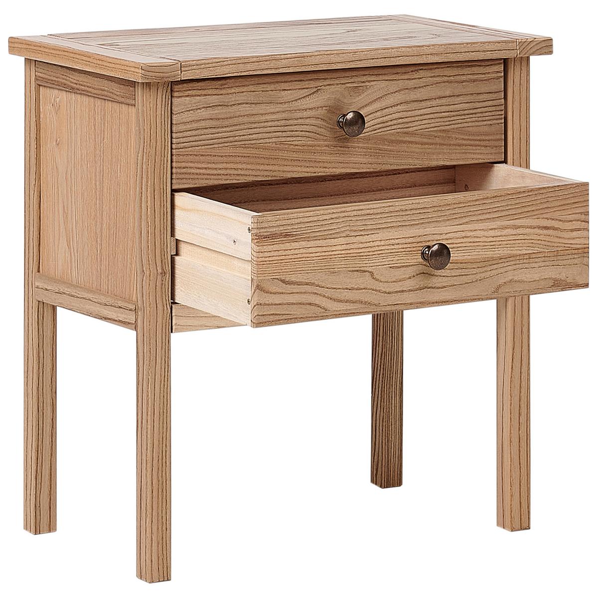 NACHTTISCH mit 2 Schubladen Sassafrasholz Braun Salton - Braun, Holz (31/53/55cm) - Beliani