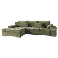 ECKSOFA Bangkok, Seite: Links - Silberfarben/Hellgrün, Holz/Textil (310/175cm) - MIRJAN24