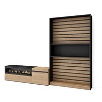 WOHNWAND Elektrokamin, eiche, schwarz, 260/35/186cm - Eichefarben, Holzwerkstoff (260/186/35cm) - Skraut Home